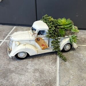 Vintage White Truck Planter with Succulents